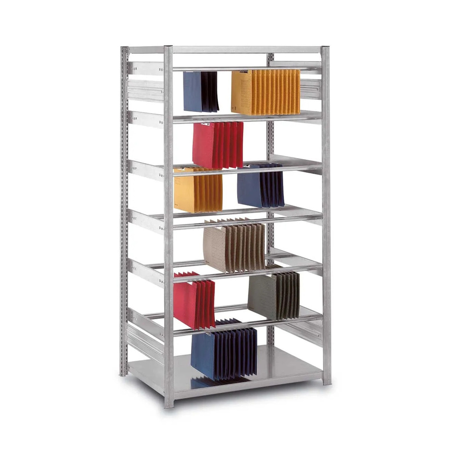 PROREGAL Pendelhefterregal Doppelseitig mit Stecksystem T-Profil, 6 Ebenen, Lichtgrau, H x B x T: 200 x 100 x 80 cm - Bild 2