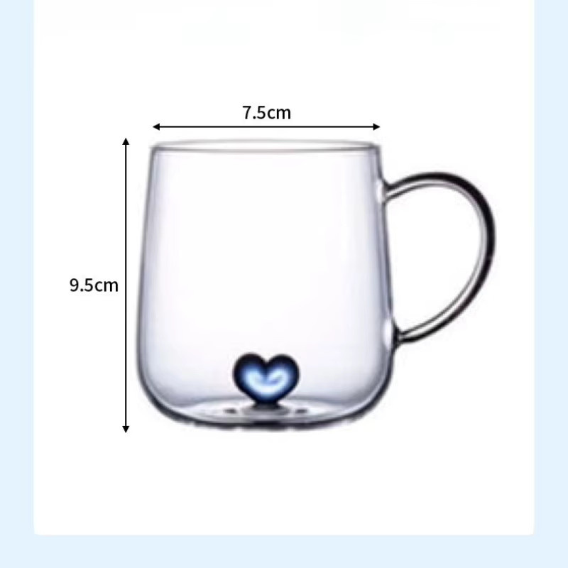 Paar-Tassen-Set aus Borosilikatglas mit Farbverlauf und Herz-Design in Transparent und Blau, hitzebeständig für Kaffee und Tee - Bild 3