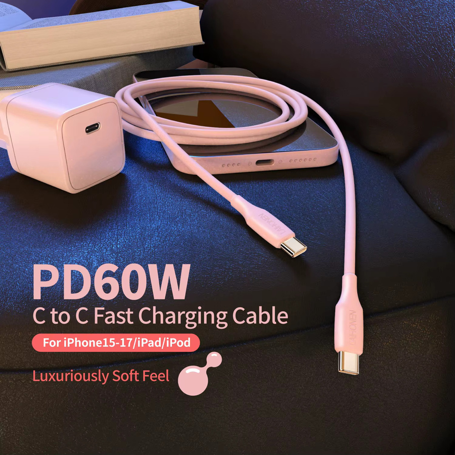 3er-Set LAIHONEN USB-C PD Schnellladekabel 60 W aus Silikon in Schwarz für iPhone und Android-Smartphones - Bild 3
