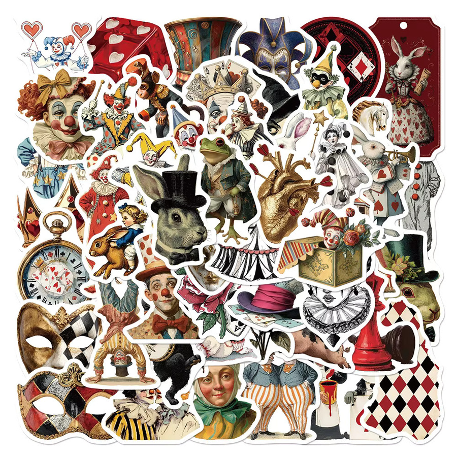 50 Stück Zirkus-Aufkleber mit Clown-Motiven in Multicolour für Laptop, Gepäck und DIY-Projekte - Bild 2
