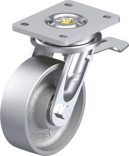 Blickle LO-G 150K-ST Lenkrolle mit Feststeller in Silber, verzinkter Stahl, Rad-Durchmesser: 150 mm, Tragfähigkeit: 900 kg - Bild 1
