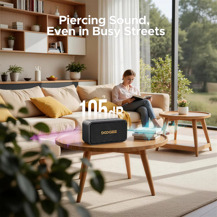 DOOGEE Field Rush Tragbarer Bluetooth-Lautsprecher mit 130W Maximaler Leistung, IP67 Wasserdicht, Black - Bild 4