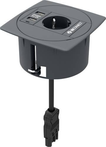 IB Connect Einbau-Steckdose mit USB-Ladeausgang in Grau - Bild 1