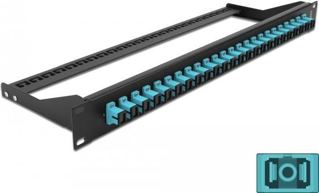 Delock LWL-Patchpanel 24 Port SC MM, Rack montierbar, Schwarz/Aquamarin, 1 HE - Bild 1