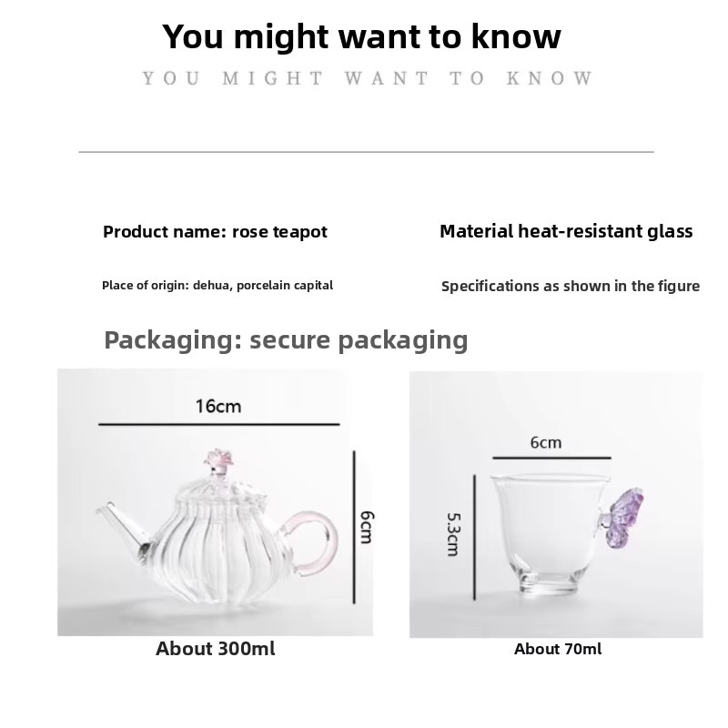 Mundgeblasene Wärmeglas-Blumen-Teekanne aus transparentem Glas mit Teesieb für losen Tee - Bild 4