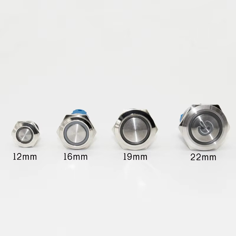 WELDSEEN Metall-Druckknopfschalter mit LED-Leuchte, rund, silber, momentan einrastend - Bild 2