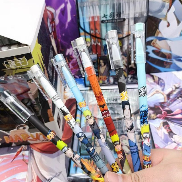 Naruto Anime Gelstifte Set mit 12 Stück in Schwarz und Multicolour für die Schule - Bild 1