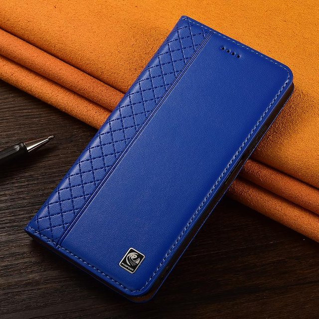 Napa Innengitter Klapphülle aus echtem Leder für Samsung Galaxy S20 bis S26 Serie mit Kartenfächern in Blau - Bild 1