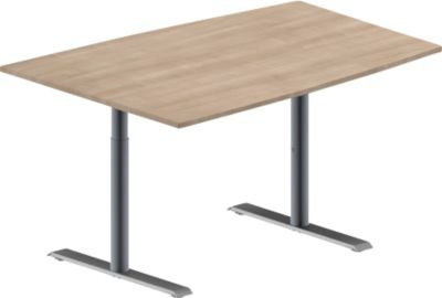 Schäfer Shop Genius Konferenztisch MODENA FLEX in Eiche-Dekor und Weißaluminium, B/T/H: 140 x 100 x 65-85 cm