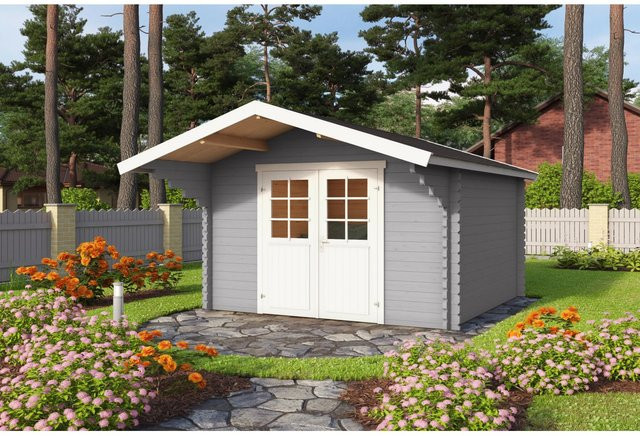 Lasita Holz-Gartenhaus Viljandi 34 mit Satteldach in Grau, B/T/H: 300 x 300 x 245,1 cm - Bild 1