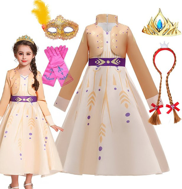 MESOQ Die Eiskönigin Anna Kostüm, Prinzessin Kleid, Textil, Bunt - Bild 1
