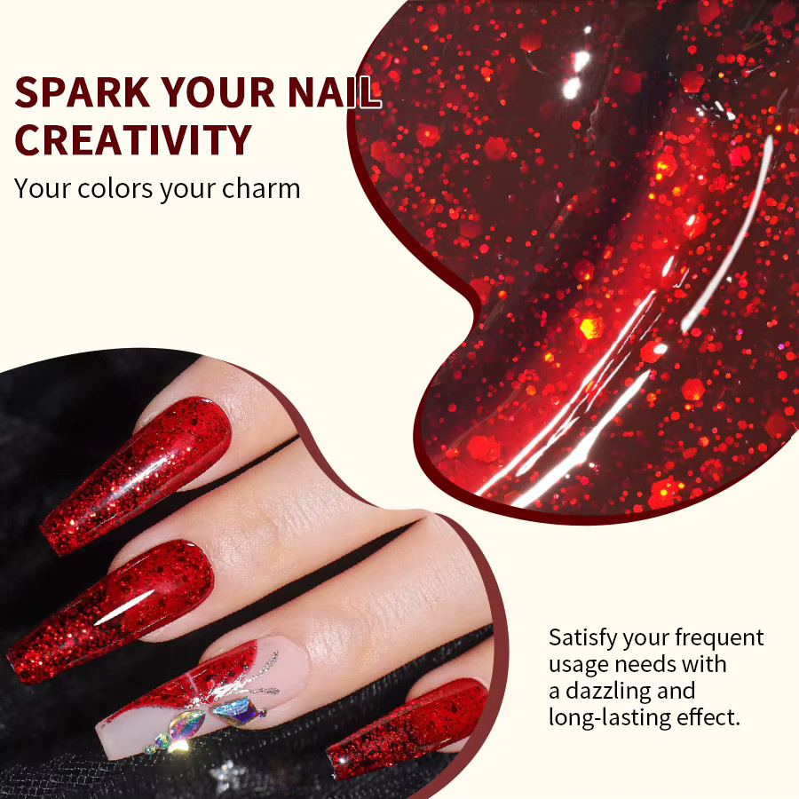 RS NAIL Nagellack, roter Glitzer, 9 g - Bild 4