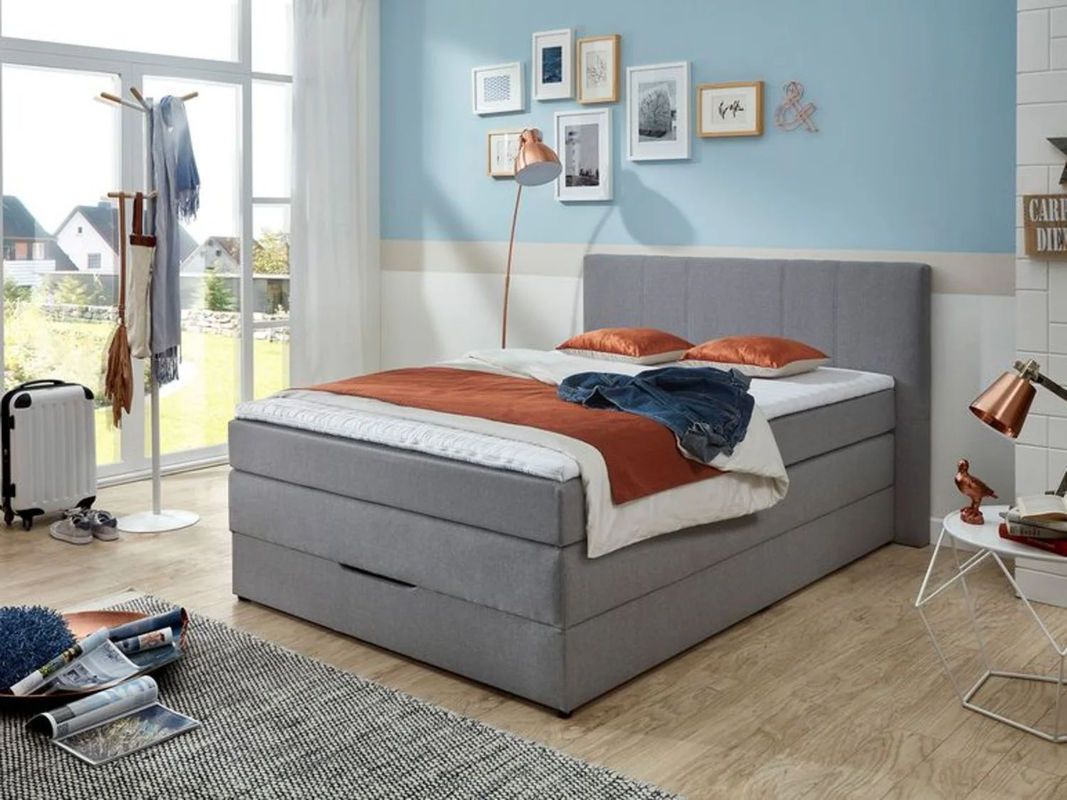 SUN GARDEN Boxspringbett Broome in Kieselgrau mit Kopfteil, Basisgestell mit Stauraum und Bonell-Federung sowie Komfortschaum-Matratzenauflage - Bild 2