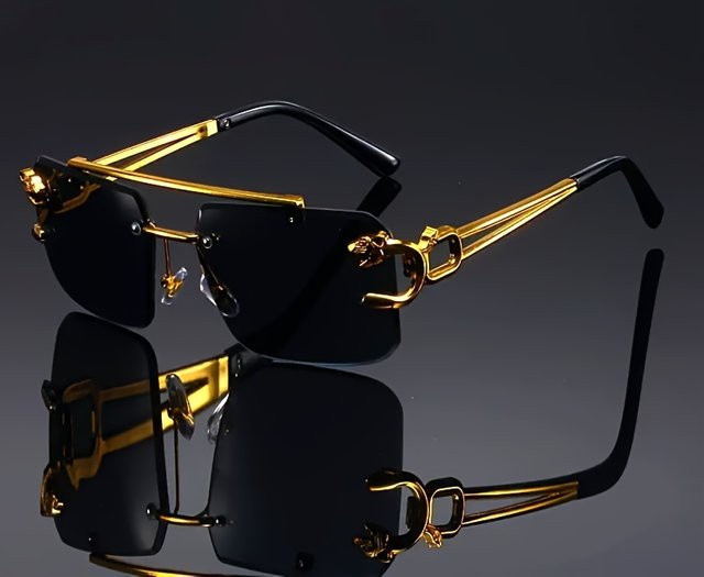 ALCHITINO Sonnenbrille, randlos, square, Metall, black, Unisex - Bild 1
