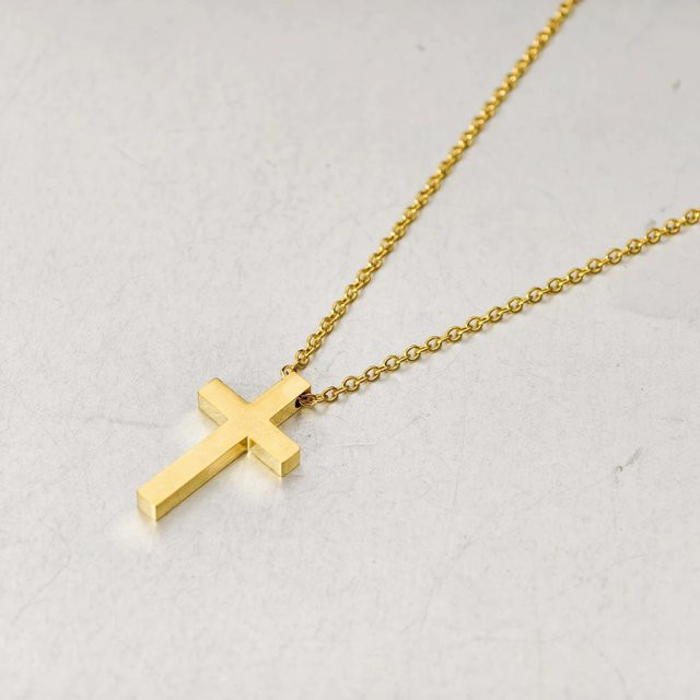 MAGIC ZONE Halskette, Jesus Kreuz Anhänger, Edelstahl, Gold, Damen - Bild 1