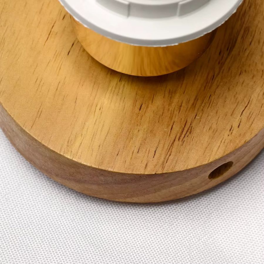 JOYINLED Runder Lampensockel aus massivem Holz mit EIN-AUS-Schalter für E27 Tischlampen - Bild 2