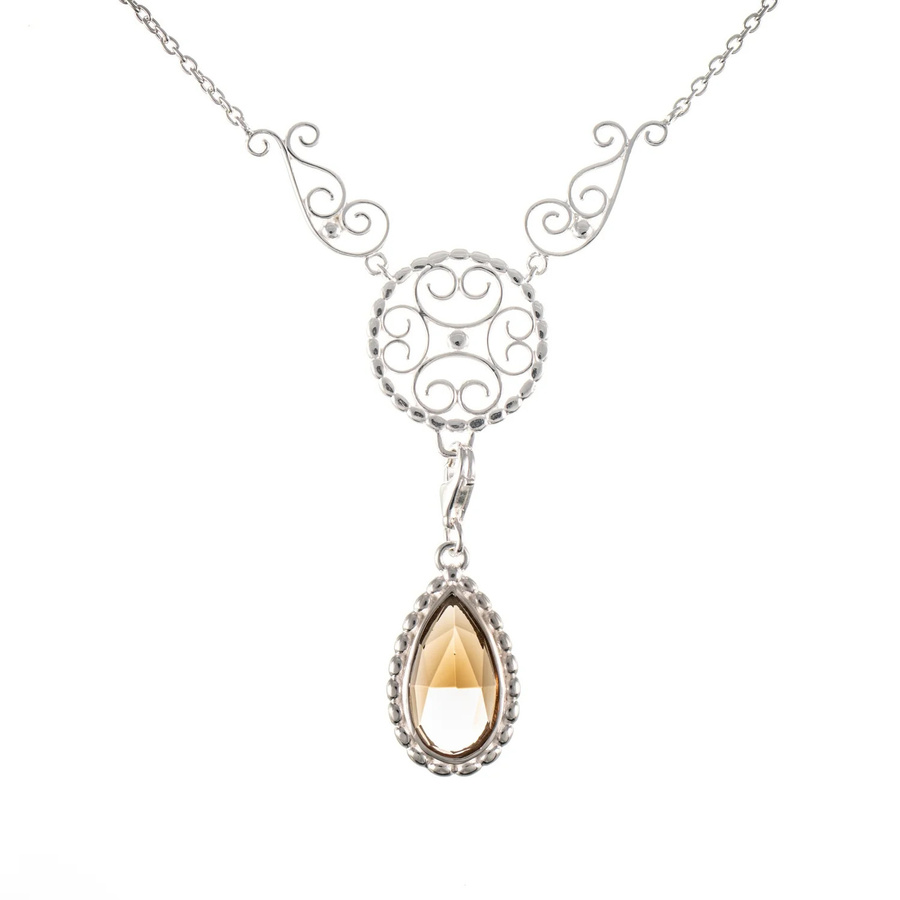 Collier Signature 925 Silber, wechselbarer Stein, cognac, Damen - Bild 1