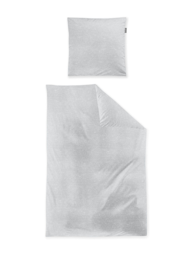 Irisette Feinbiber Bettwäsche Melange uni silber, bestehend aus Bettbezug und Kissenbezug, Baumwolle, B/T/H: 135 x 200 cm und 80 x 80 cm - Bild 1