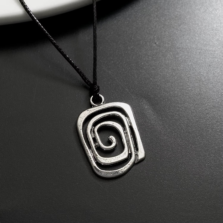 Rinhoo Halskette, Spirale Vortex Anhänger, Schwarz, Silber, Unisex - Bild 2