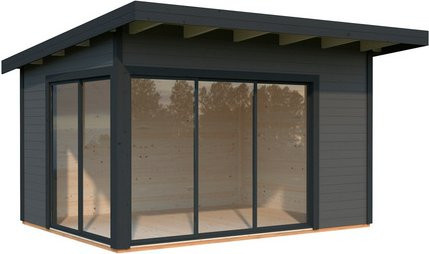 PALMAKO Gartenhaus Andrea aus Fichte in Grau mit Pultdach und Fußboden, B/T/H: 434 x 402 x 264 cm - Bild 1