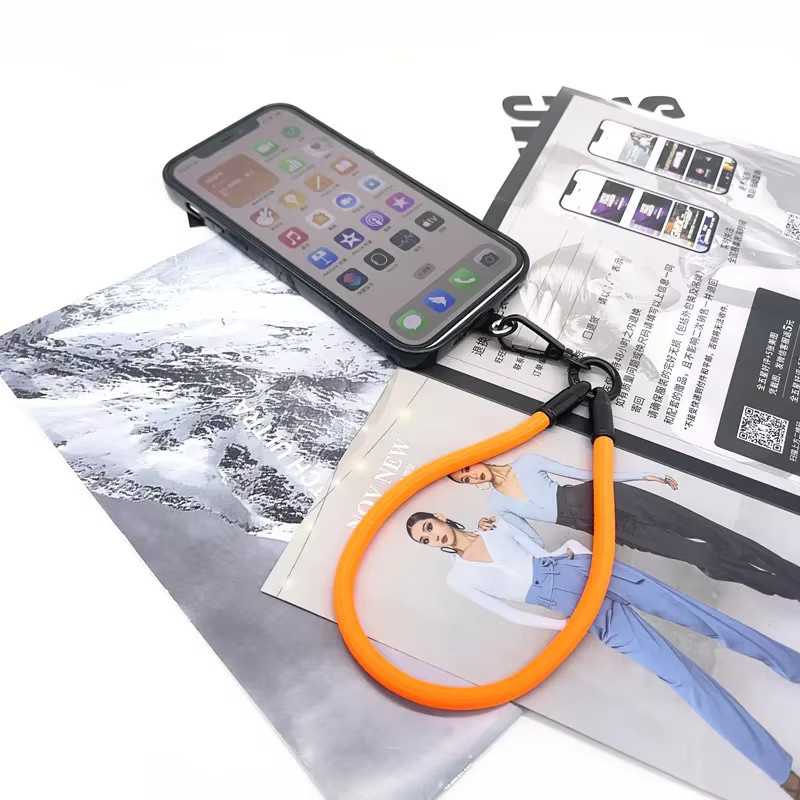 Universelles Handy Lanyard Handgelenk Strap als Smartphone Kette und Schlüsselband für iPhone 17 Pro Max in Gelb und Orange - Bild 2