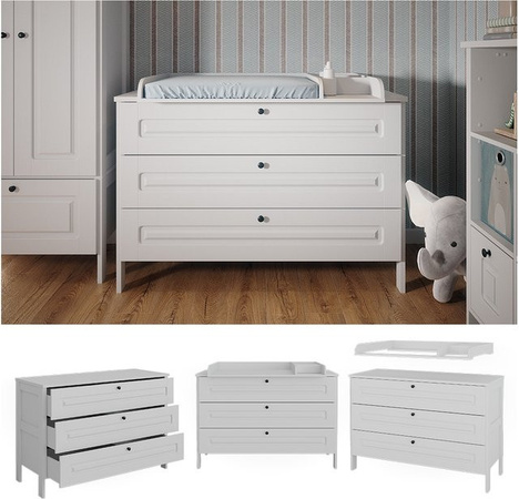 Vitalispa Wickelkommode Ajaton in Weiß mit 3 Schubladen B/H/T: 133 x 98,4 x 372,9 mm