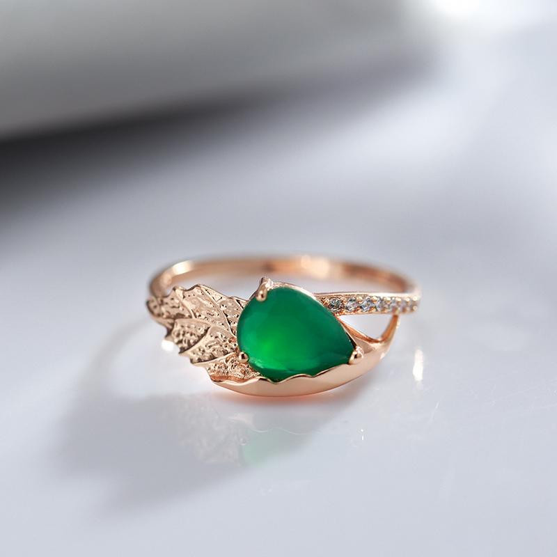 July Dream Ring, Blattstruktur, Kupfer, grün, Zirkonia, Damen - Bild 2