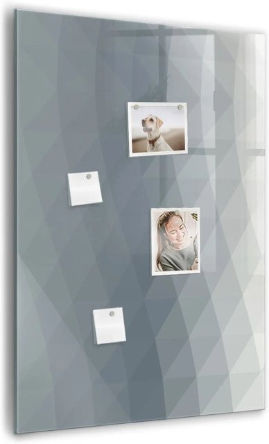Tulup Magnetische Glassboard Beschreibbare Magnettafel Abstrakte Graue Wellen B: 70 cm, H: 100 cm - Bild 1