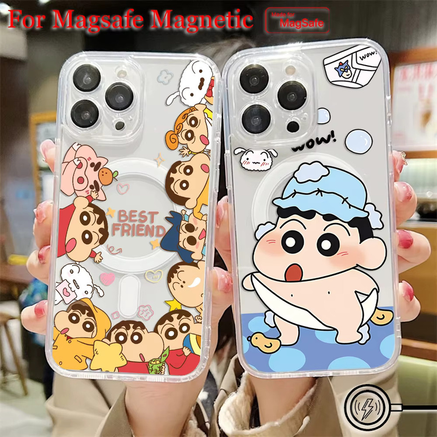Potdemiel MagSafe Handyhülle im Anime Shin-Chan Design für iPhone 16 15 14 13 12 11 Pro Max Plus X XR XS Max Transparent Soft TPU Cover - Bild 1
