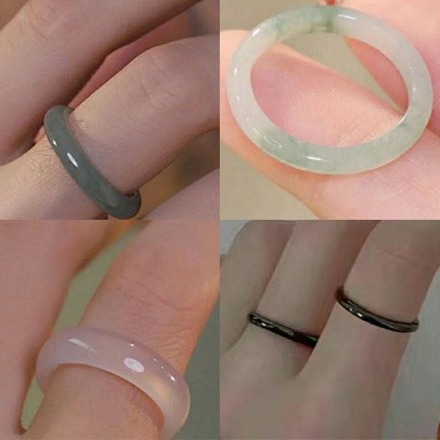 Velishy Ring, Nachahmung Jade, Weiß, Damen, Vintage - Bild 1