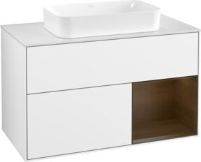 V&B Waschtischunterschrank Finion mit Wandbeleuchtung, Farbe: Weiß lackiert, Breite: 100 cm - Bild 1