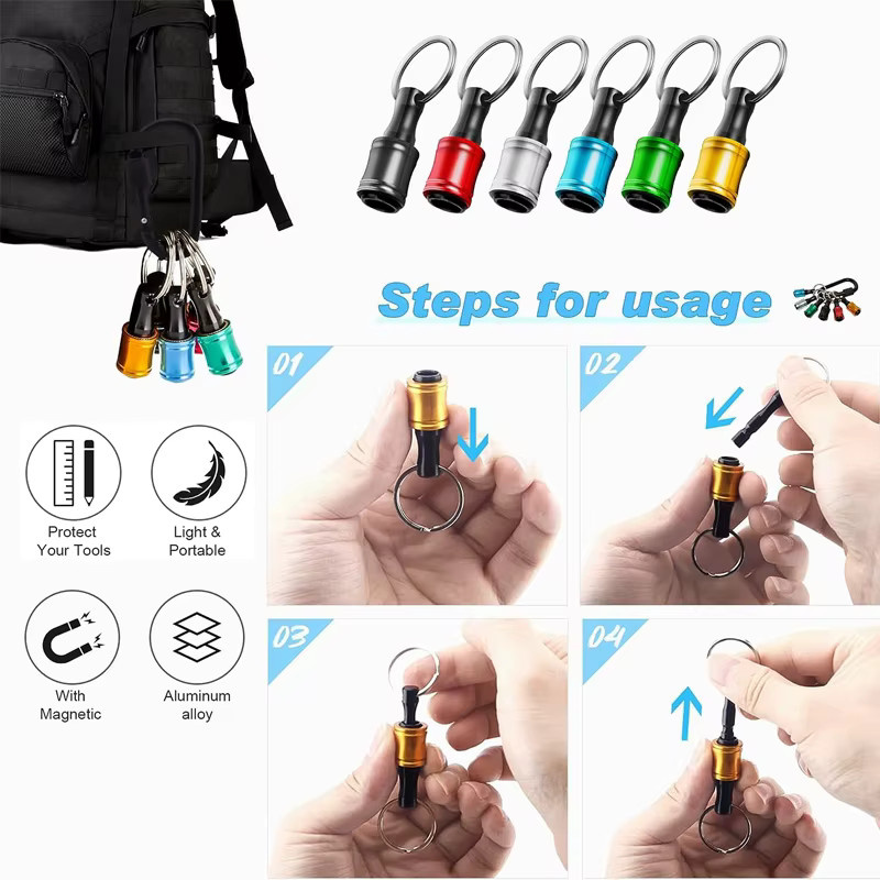 LUCHSHIY 6-teiliges Set Sechskantschaft Schraubendreher Kopf Halter und Verlängerungsstangen als Werkzeug-Adapter-Set - Bild 3