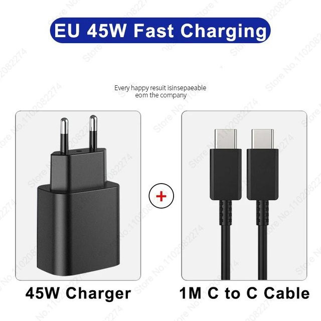 Samsung 45W USB-C Schnellladegerät mit Ladekabel in Schwarz für Galaxy S25 S24 S23 S22 Ultra Plus und A-Serie 5G - Bild 1
