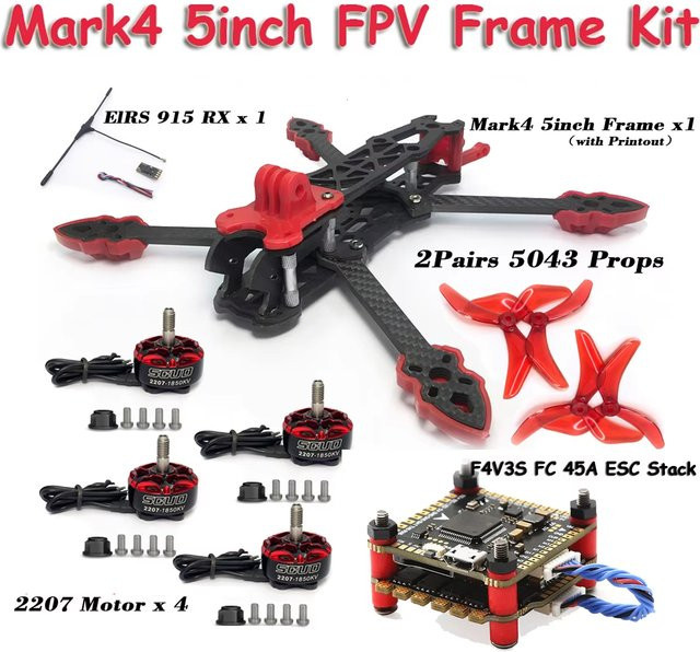 YSIDO Mark4 FPV Racing Drohne Combo mit 5-Zoll Carbonfaser-Rahmen, 2207 Motoren, 5043 Propellern, F4V3S PLUS FC, 45A 4-in-1 ESC und ELRS 915MHz in Schwarz - Bild 1