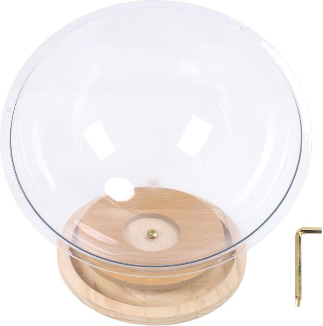 Aimo Raumkapsel Katzenbett aus transparentem Acryl mit Holz-Drehteller und integriertem Katzenspielzeug - Bild 1