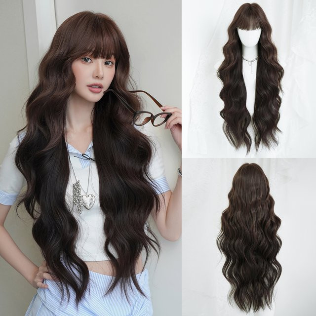 7JHH WIGS Perücke, Lange Wasserwellen, Mokkabraun, Damen - Bild 1