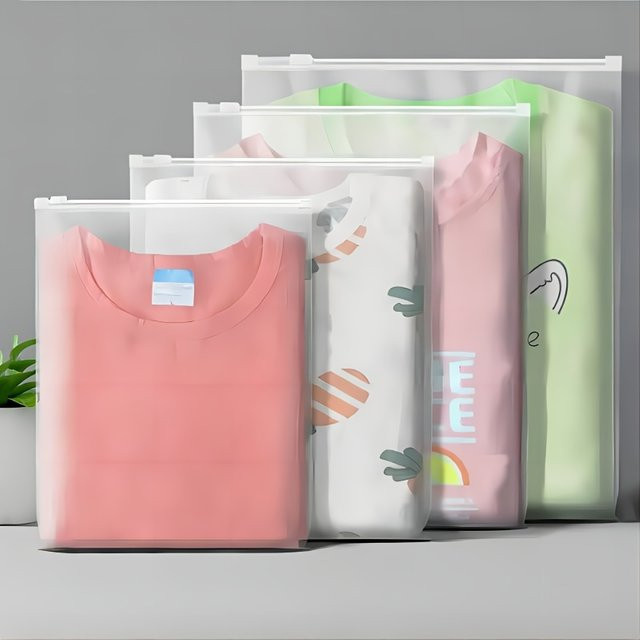 10 Stück versiegelte Hemdverpackungsbeutel aus mattiertem Polyester mit Reißverschluss zur Reiseorganisation, transparent - Bild 1