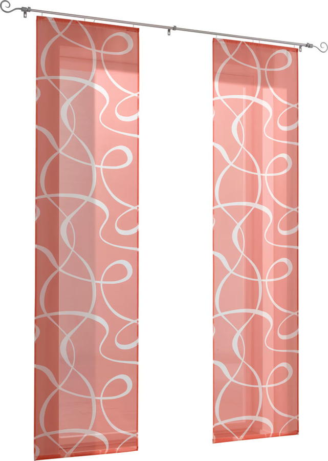 Schiebevorhang Heine Home aus Polyester in Rot und Weiß, semi-transparent, Breite: 145 cm, Höhe: 145 cm - Bild 2