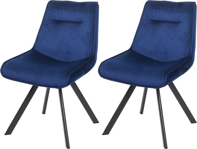 2er-Set MCW Esszimmerstuhl K24 aus Samt und Metall in Blau - Bild 1