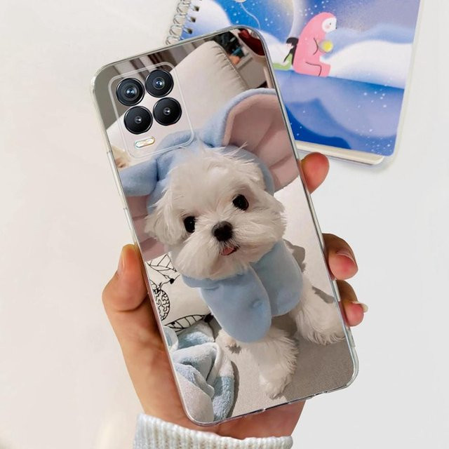 Realme Handyhülle aus weichem Silikon TPU mit süßem Druck für Realme 8 4G, Realme 8 Pro und Realme 8 5G in Beige - Bild 1