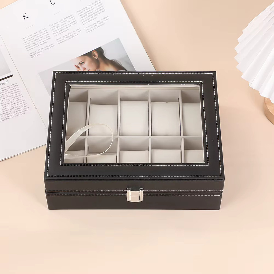 DELESYS Uhrenbox, PU-Leder, Schwarz, 10 Positionen - Bild 2