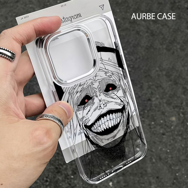 Aurbe Handyhülle mit silbernem Linsenrahmen und Anime Solos Levels Design in Transparent für iPhone 17 16 15 14 13 12 11 Pro Max und 16E - Bild 1