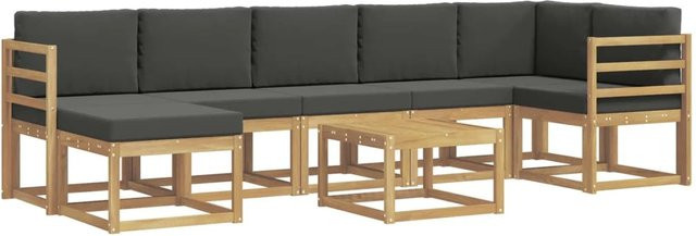 vidaXL Outdoor-Sofagarnitur 8-teilig aus Akazienholz mit Polstern in Weiß und Anthrazit - Bild 1