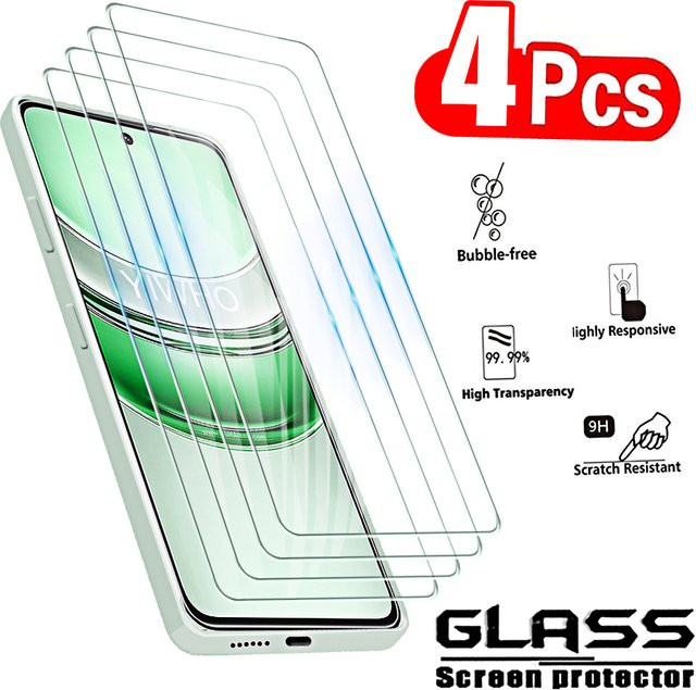 4er-Pack Displayschutzfolie aus gehärtetem Glas für Realme C73 C75 C71 C75x C67 C65 C63 C61 C55 C53 C51 4G 5G in Transparent mit vollständiger Abdeckung - Bild 1