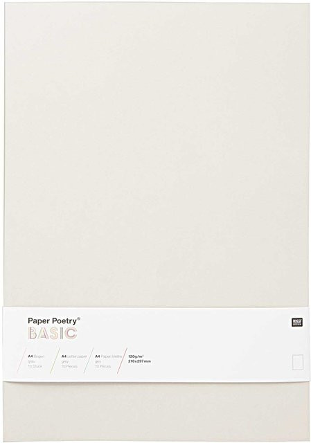 Rico Design Paper Poetry Bogen Basic A4 in Grau, 10 Stück - Bild 1