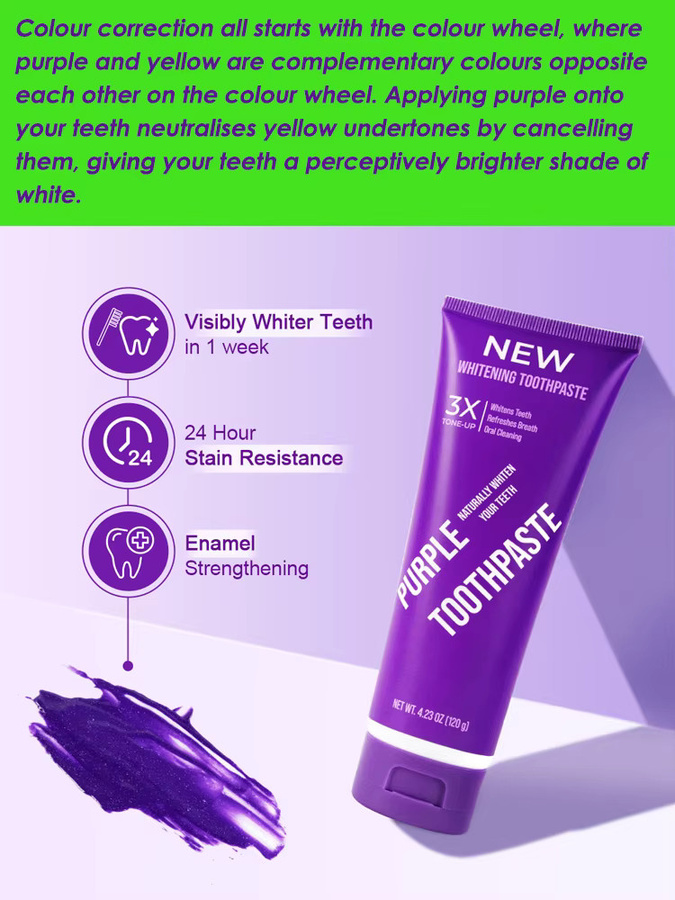 GlorySmile Purple Teeth Whitening Zahnpasta, aufhellende Essenzpflege - Bild 3