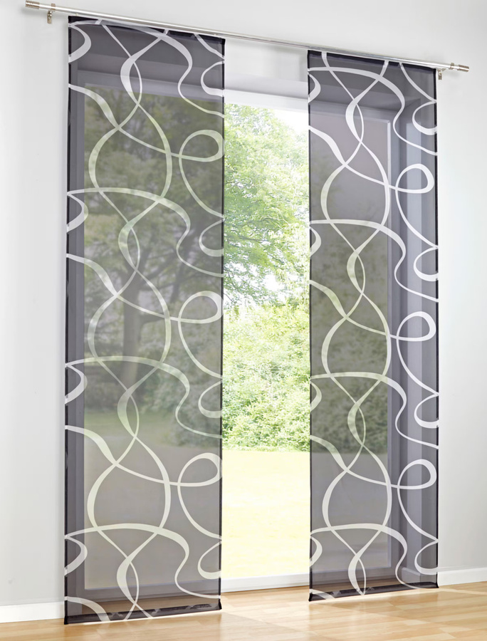 Schiebevorhang Heine Home aus Polyester in Grau und Weiß, semi-transparent mit Klettverschluss, Höhe: 145 cm, Breite: 145 cm - Bild 2