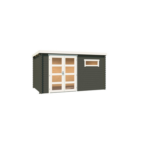 Lasita Gartenhaus Augusta Flachdach in Grüngrau, B/H/T: 400 x 216,6 x 254,9 cm - Bild 3