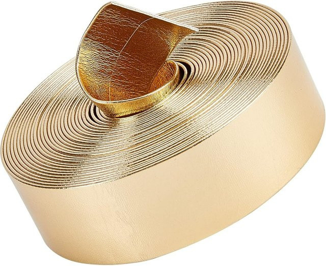 Metallisches flaches PU-Lederband für Bastelarbeiten, 1 Bündel, Breite: 2,54 cm, Länge: 5,03 m, in Silber oder Gold - Bild 1