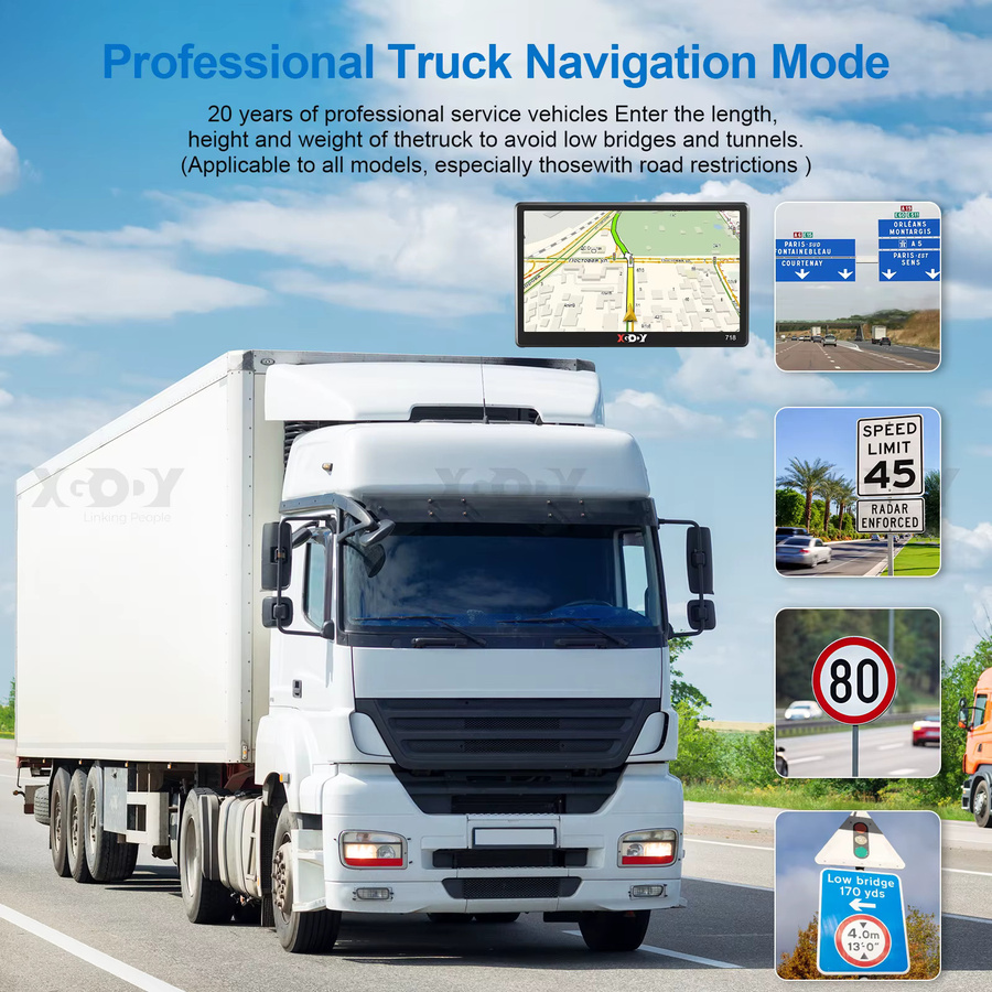 XGODY 7-Zoll GPS Navigationsgerät für PKW und LKW mit 16 GB Speicher und kapazitivem Bildschirm in Schwarz - Bild 3